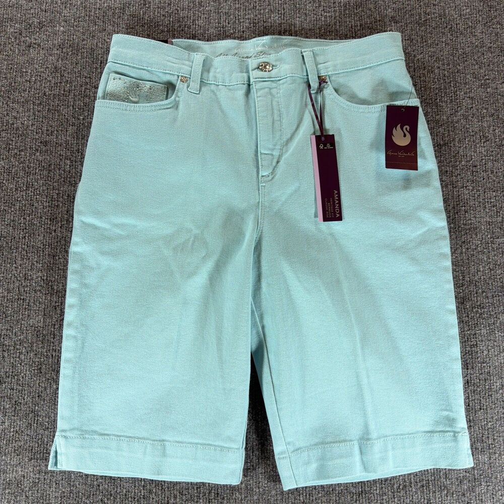 Gloria Vanderbilt Amanda Bermuda Shorts Aqua Blue Size 8 New with Tags